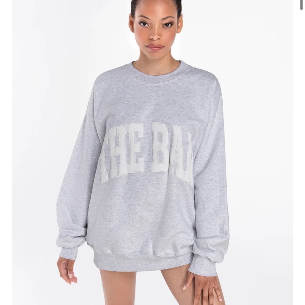 NWT The Bar VARSITY SWEATSHIRT LIGHT HEATHER GREY
